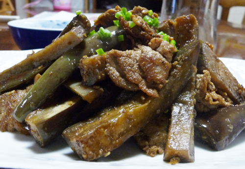 ナスと豚肉のごま和え/